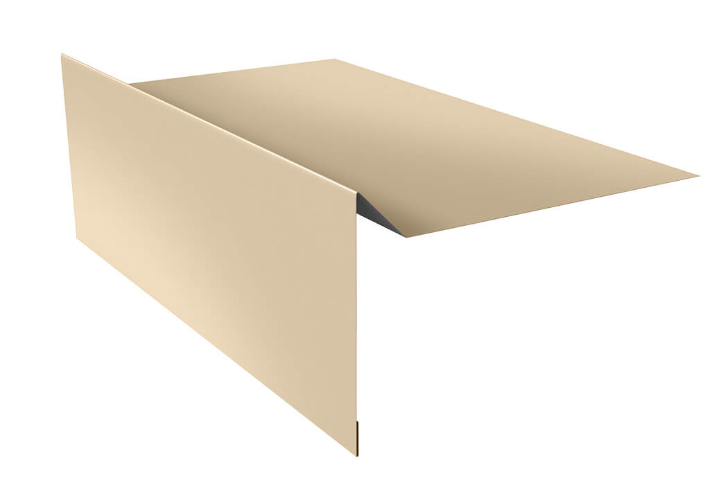 Планка ветровая для мягкой кровли простая 100х20х100 0,5 Satin с пленкой RAL 1015 светлая слоновая к